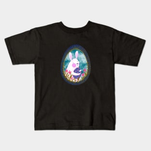 Cute white bunny with floral easter egg decoration, version 6 Kids T-Shirt